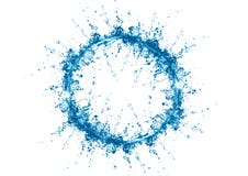 Círculo do respingo da água no fundo branco com ondinha e reflexão - Imagem ilustração stock Círculo do respingo da água no fundo branco com ondinha e reflexão - Imagem ilustração stock