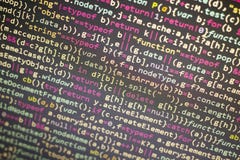 Código del Javascript de Minificated Pantalla del extracto del código fuente de la programación informática del desarrollador de fotografía de archivo libre de regalías Código del Javascript de Minificated Pantalla del extracto del código fuente de la programación informática del desarrollador de fotografía de archivo libre de regalías