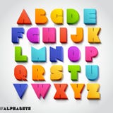 3D alphabet colorful font style.