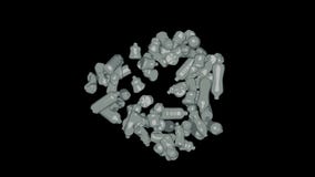 2D animazione 3D delle bottiglie di plastica rosse che filano in un cerchio di riciclaggio sul nero illustrazione vettoriale 2D animazione 3D delle bottiglie di plastica rosse che filano in un cerchio di riciclaggio sul nero illustrazione vettoriale