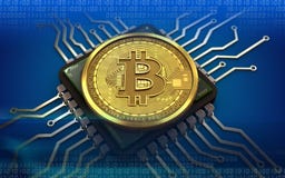 3d bitcoin chip komputerowy royalty ilustracja 3d bitcoin chip komputerowy royalty ilustracja
