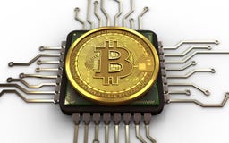 3d bitcoin CPU Stock Photography 3d bitcoin CPU Stock Photography
