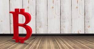 3D Bitcoin ikona na podłoga w pokoju ilustracji 3D Bitcoin ikona na podłoga w pokoju ilustracji