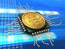 3d bitcoin z jednostką centralną ilustracja wektor 3d bitcoin z jednostką centralną ilustracja wektor