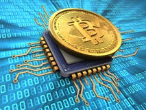 3d bitcoin z jednostką centralną royalty ilustracja 3d bitcoin z jednostką centralną royalty ilustracja