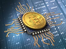 3d bitcoin z jednostką centralną ilustracja wektor 3d bitcoin z jednostką centralną ilustracja wektor