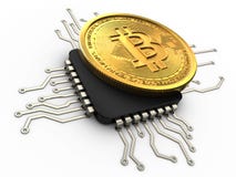 3d bitcoin z jednostką centralną ilustracja wektor 3d bitcoin z jednostką centralną ilustracja wektor