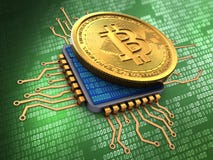 3d bitcoin z jednostką centralną ilustracja wektor 3d bitcoin z jednostką centralną ilustracja wektor