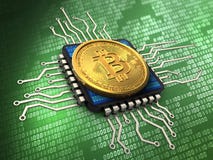 3d bitcoin z jednostką centralną royalty ilustracja 3d bitcoin z jednostką centralną royalty ilustracja