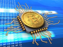 3d bitcoin z jednostką centralną ilustracja wektor 3d bitcoin z jednostką centralną ilustracja wektor