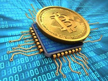 3d bitcoin z jednostką centralną ilustracji 3d bitcoin z jednostką centralną ilustracji