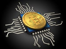 3d bitcoin z jednostką centralną royalty ilustracja 3d bitcoin z jednostką centralną royalty ilustracja