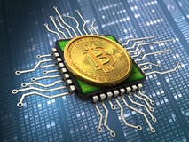 3d bitcoin z jednostką centralną royalty ilustracja 3d bitcoin z jednostką centralną royalty ilustracja