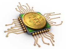 3d bitcoin z jednostką centralną royalty ilustracja 3d bitcoin z jednostką centralną royalty ilustracja
