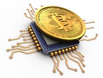 3d bitcoin z jednostką centralną ilustracja wektor 3d bitcoin z jednostką centralną ilustracja wektor