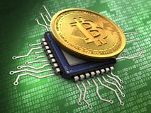 3d bitcoin z jednostką centralną ilustracji 3d bitcoin z jednostką centralną ilustracji
