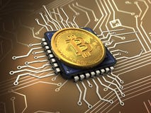 3d bitcoin z jednostką centralną ilustracji 3d bitcoin z jednostką centralną ilustracji