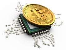 3d bitcoin z jednostką centralną royalty ilustracja 3d bitcoin z jednostką centralną royalty ilustracja