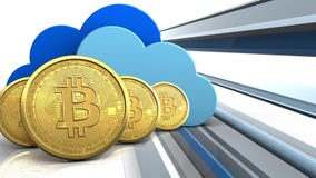 3d bitcoins rząd ilustracji 3d bitcoins rząd ilustracji