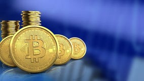 3d bitcoins rząd ilustracji 3d bitcoins rząd ilustracji