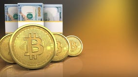 3d bitcoins rząd ilustracji 3d bitcoins rząd ilustracji