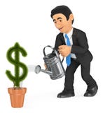 3D biznesmen nawadnia dolara garnka kształtnej rośliny 3d tła pojęcia wzrostowa ilustracja odizolowywająca odpłacał się biel ilustracji 3D biznesmen nawadnia dolara garnka kształtnej rośliny 3d tła pojęcia wzrostowa ilustracja odizolowywająca odpłacał się biel ilustracji