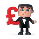3d Bow tie spy holds UK Pounds Sterling currency symbol Royalty Free Stock Photography 3d Bow tie spy holds UK Pounds Sterling currency symbol Royalty Free Stock Photography
