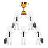 3d Businessmans Team Character Pyramid mit goldenen Trophäen-Shows stock abbildung 3d Businessmans Team Character Pyramid mit goldenen Trophäen-Shows stock abbildung