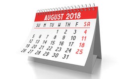 3D calendrier 2018 - août illustration de vecteur 3D calendrier 2018 - août illustration de vecteur