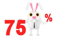 3d caractère, lapin montrant un texte de 75 pourcentages illustration libre de droits 3d caractère, lapin montrant un texte de 75 pourcentages illustration libre de droits