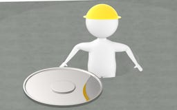 3d character , man in a opened manhole vector illustration 3d character , man in a opened manhole vector illustration