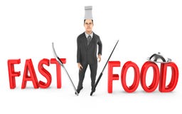 3d charakter, mężczyzna szef kuchni - fast food ilustracji 3d charakter, mężczyzna szef kuchni - fast food ilustracji