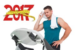 3D Composite image of young man running on a treadmill royalty free stock photography 3D Composite image of young man running on a treadmill royalty free stock photography
