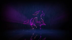 Pegasus. Ancient Greek mythology.  Computer simulation of an animated laser show on a water screen based on a real laser show