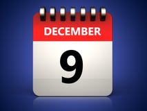 3d 9 december-kalender stock illustratie 3d 9 december-kalender stock illustratie