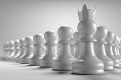 3D, die Vorderansicht von vielen übertragen, verpfänden Schach mit Führer vor ihnen in der weißen Hintergrundtapete stock abbildung 3D, die Vorderansicht von vielen übertragen, verpfänden Schach mit Führer vor ihnen in der weißen Hintergrundtapete stock abbildung