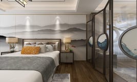 3d framför av hotellsovrum stock illustrationer 3d framför av hotellsovrum stock illustrationer