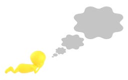 3d geel karakter die bij vloer en het denken liggen stock illustratie 3d geel karakter die bij vloer en het denken liggen stock illustratie