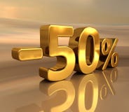3d Goud -50%, Minus het Teken van de Vijftig Percentenkorting Stock Foto's 3d Goud -50%, Minus het Teken van de Vijftig Percentenkorting Stock Foto's