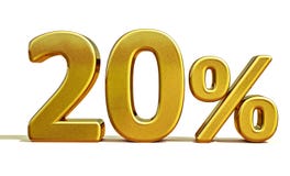 3d Gouden Teken van de 20 Twintig Percentenkorting Stock Foto's 3d Gouden Teken van de 20 Twintig Percentenkorting Stock Foto's