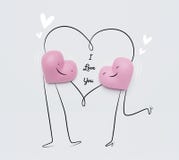 3D of hearts characters as symbols of love. Happy Valentine`s Day. Insurance, Health care  concept