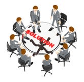 3d il carattere, la gente del gruppo dell'uomo che si siede intorno ad una tavola con la soluzione manda un sms a in illustrazione vettoriale 3d il carattere, la gente del gruppo dell'uomo che si siede intorno ad una tavola con la soluzione manda un sms a in illustrazione vettoriale