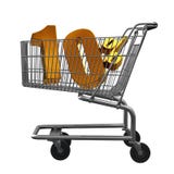 3D illustratie van Boodschappenwagentje met pocent geïsoleerde korting 10 in goud vector illustratie 3D illustratie van Boodschappenwagentje met pocent geïsoleerde korting 10 in goud vector illustratie