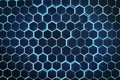 3D illustration blue abstract hexagonal geometric background. Structure of self-luminous hexagons in blue hue with royalty free illustration 3D illustration blue abstract hexagonal geometric background. Structure of self-luminous hexagons in blue hue with royalty free illustration