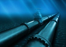 3d Illustration of oil pipeline lying on ocean bottom under water vector illustration 3d Illustration of oil pipeline lying on ocean bottom under water vector illustration
