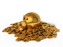 3d illustration of pig money box and golden coins. stock illustration 3d illustration of pig money box and golden coins. stock illustration