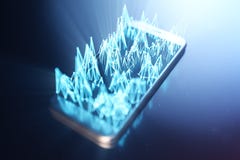 3D ilustraci laptop Laptopu laptop na ciemnym tle Z laptopu ekranu hologramem, łączy punkty z liniami royalty ilustracja 3D ilustraci laptop Laptopu laptop na ciemnym tle Z laptopu ekranu hologramem, łączy punkty z liniami royalty ilustracja