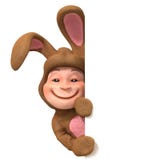 3d Kid in bunny costume behind blank space vector illustration 3d Kid in bunny costume behind blank space vector illustration