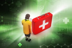 3d kobiety z pierwszej pomocy pudełkiem Zdjęcia Stock 3d kobiety z pierwszej pomocy pudełkiem Zdjęcia Stock