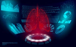 3D low poly human healthy lungs virtual laser surgery operation HUD UI display. Future technology polygonal medicine stock illustration 3D low poly human healthy lungs virtual laser surgery operation HUD UI display. Future technology polygonal medicine stock illustration